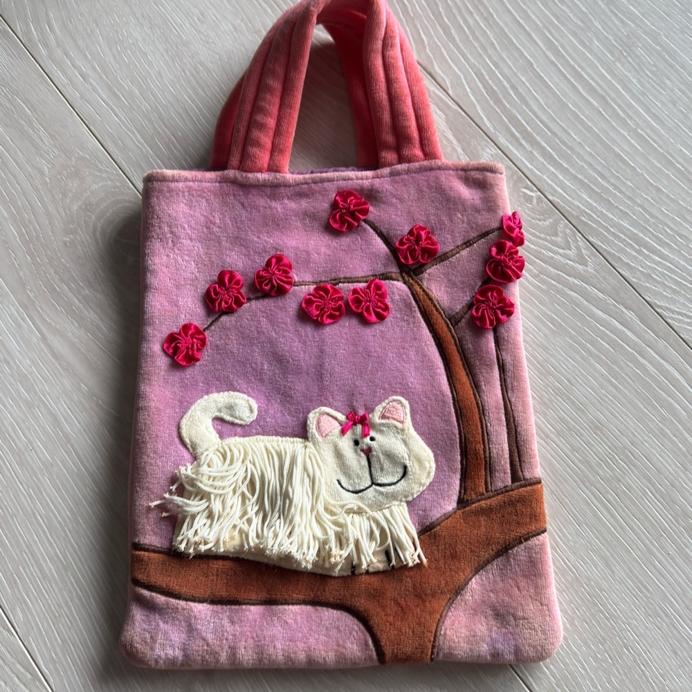 Pink Cat Design Tote Bag